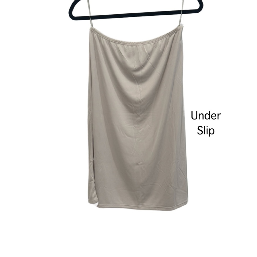 Uniqlo Crepe Jersey Bra Camisole Dress off white with Slip Lg - Picture 7 of 10